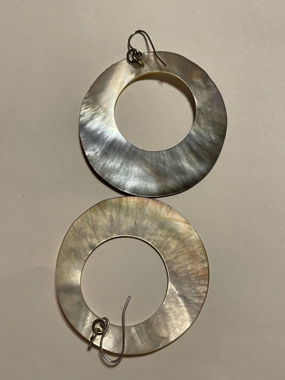 Large Abalone Pierced Hoop Pierced Earrings - Picture 4 of 5